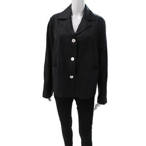 Estelle & Finn Womens Basic Jacket Black Linen Button Long Sleeve Size 10